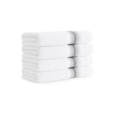 Monarch Brands Turkish Hand Towels, 18in x 32in, Striped , Pewter, 4PK PNP-HT-STT-1832-5-4-PTR